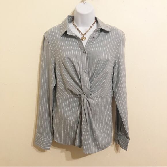 IDEM DITTO Blue & White Pinstripe Chambray Blouse, S, NWT! - Picture 3 of 10